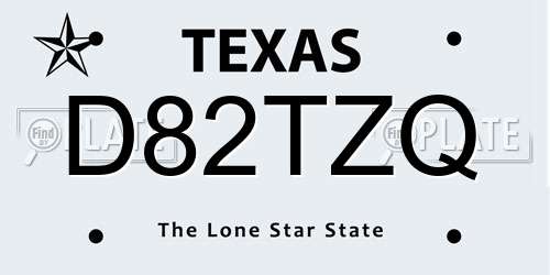 D82TZQ Texas License Plate