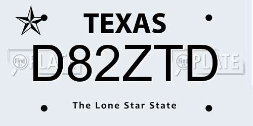 D82ZTD Texas License Plate
