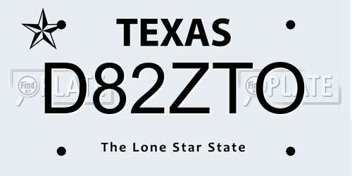 D82ZTO Texas License Plate