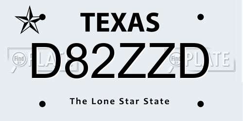 D82ZZD Texas License Plate