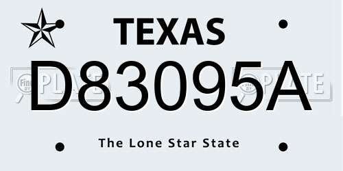 D83095A Texas License Plate