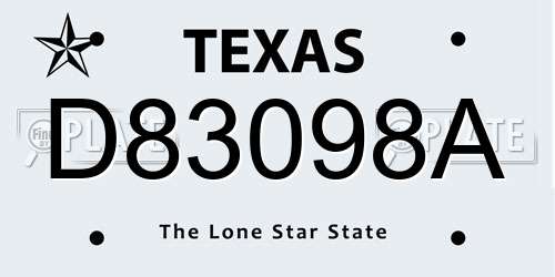 D83098A Texas License Plate