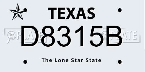 D8315B Texas License Plate