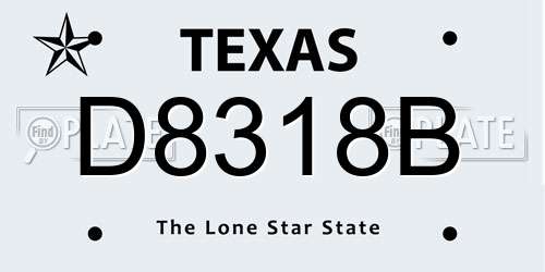 D8318B Texas License Plate