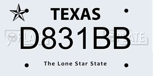 D831BB Texas License Plate