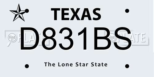 D831BS Texas License Plate