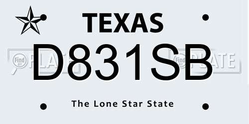 D831SB Texas License Plate