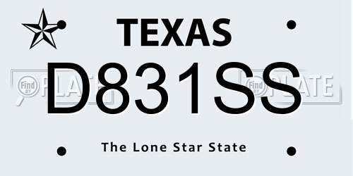 D831SS Texas License Plate