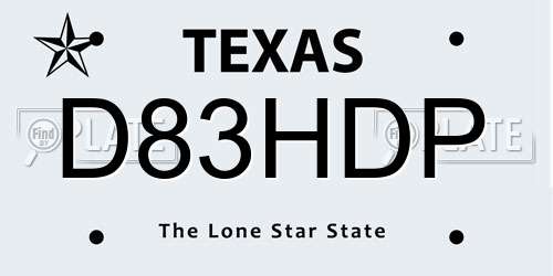D83HDP Texas License Plate