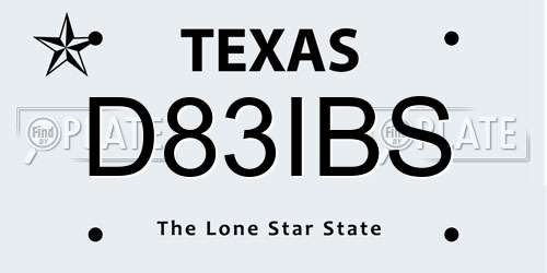 D83IBS Texas License Plate