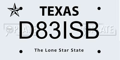 D83ISB Texas License Plate