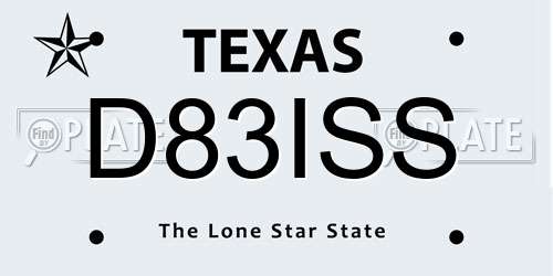 D83ISS Texas License Plate