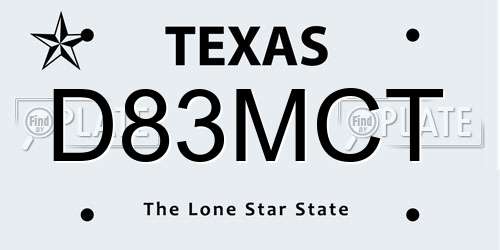 D83MCT Texas License Plate