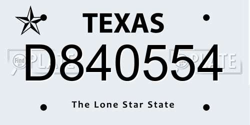 D840554 Texas License Plate