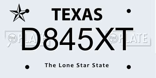 D845XT Texas License Plate