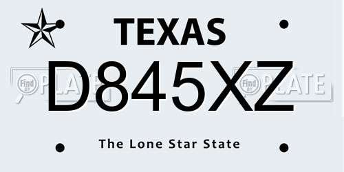 D845XZ Texas License Plate