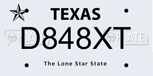 D848XT Texas License Plate