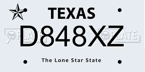 D848XZ Texas License Plate