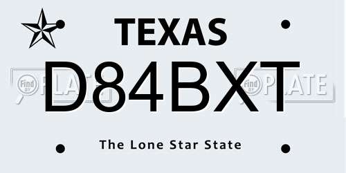 D84BXT Texas License Plate