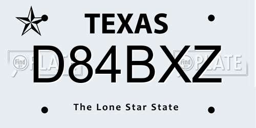 D84BXZ Texas License Plate