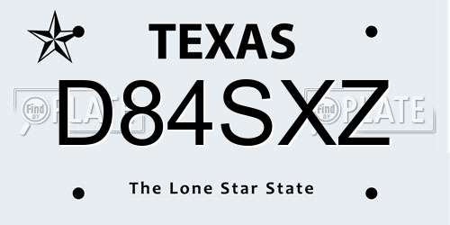 D84SXZ Texas License Plate