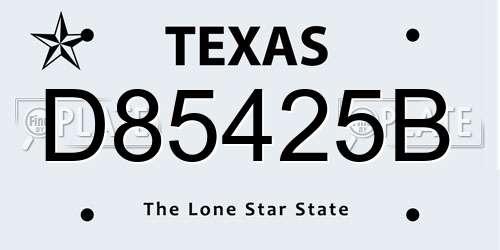 D85425B Texas License Plate