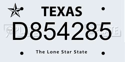 D854285 Texas License Plate