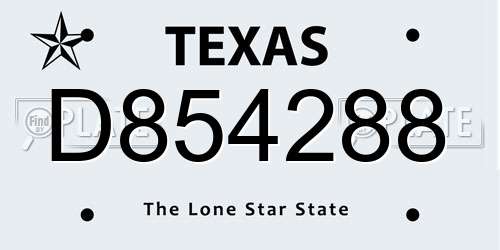 D854288 Texas License Plate