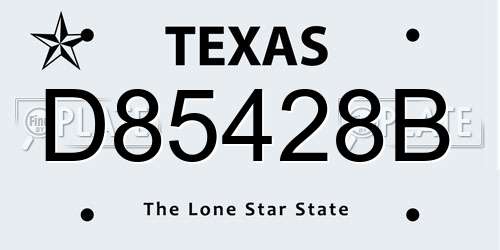 D85428B Texas License Plate