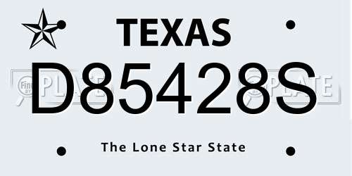 D85428S Texas License Plate