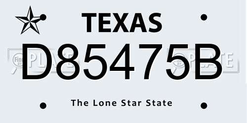 D85475B Texas License Plate