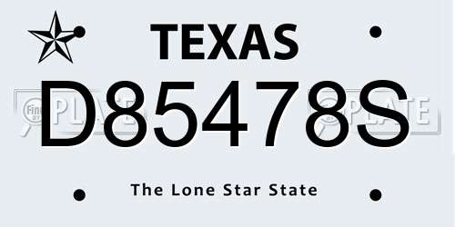 D85478S Texas License Plate