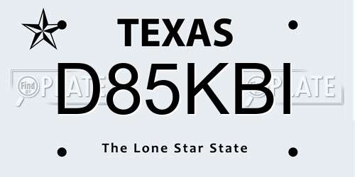 D85KBI Texas License Plate
