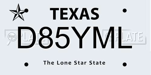D85YML Texas License Plate