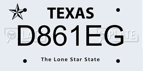 D861EG Texas License Plate