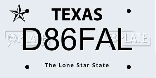 D86FAL Texas License Plate