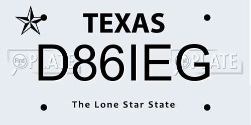 D86IEG Texas License Plate