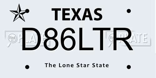 D86LTR Texas License Plate