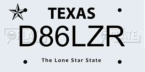 D86LZR Texas License Plate