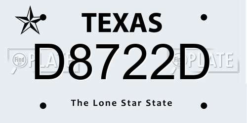 D8722D Texas License Plate