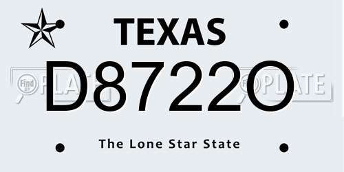 D8722O Texas License Plate