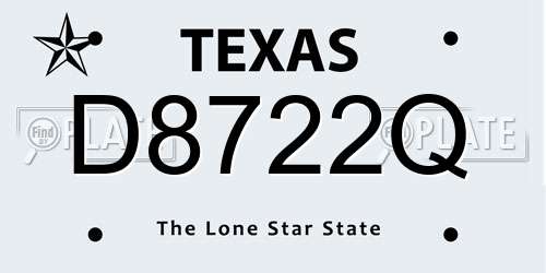 D8722Q Texas License Plate