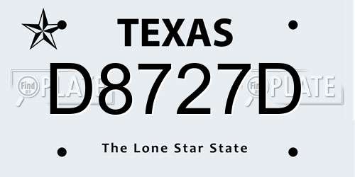 D8727D Texas License Plate