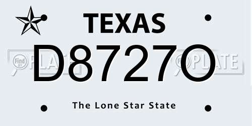 D8727O Texas License Plate