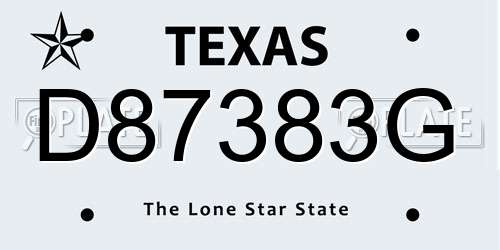 D87383G Texas License Plate
