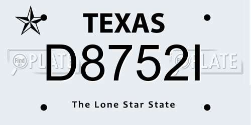 D8752I Texas License Plate