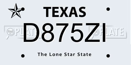 D875ZI Texas License Plate