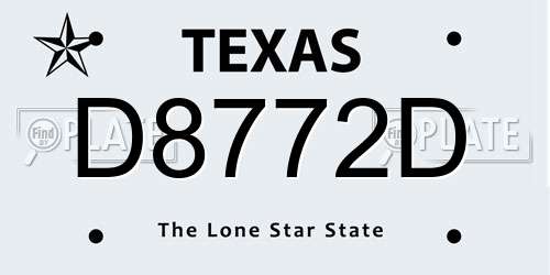 D8772D Texas License Plate