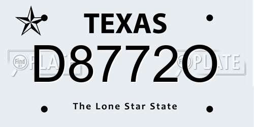 D8772O Texas License Plate