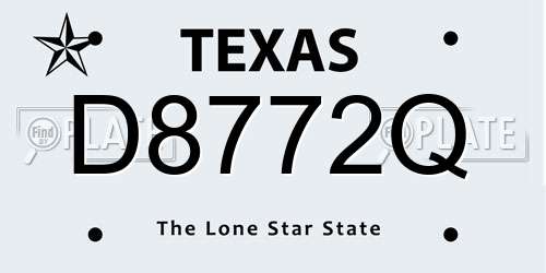D8772Q Texas License Plate